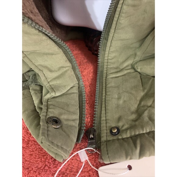 ARMY SHELTER MAD YOUR FAME DOWN Jacket  Faux Fur Parka Coat SMALL sz GREEN - Picture 5 of 12